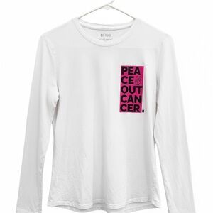 Figs White Long Sleeve with Pink Peace Graphic